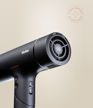 Close-up of the OmniFlex Dryer's rear grille, red indicator lights and handle controls.